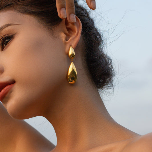 18K Gold Raindrop Drop Dangle Statement Earrings