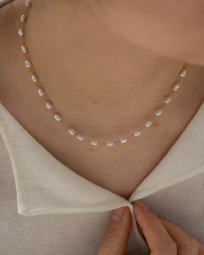 18K Gold Classic Pearl Chain Necklace