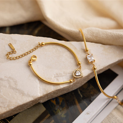 18K Gold Love Me Loud Heart Statement Chain Bracelet