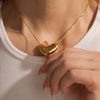 18K Gold Liquid Heart Pendant Statement Necklace