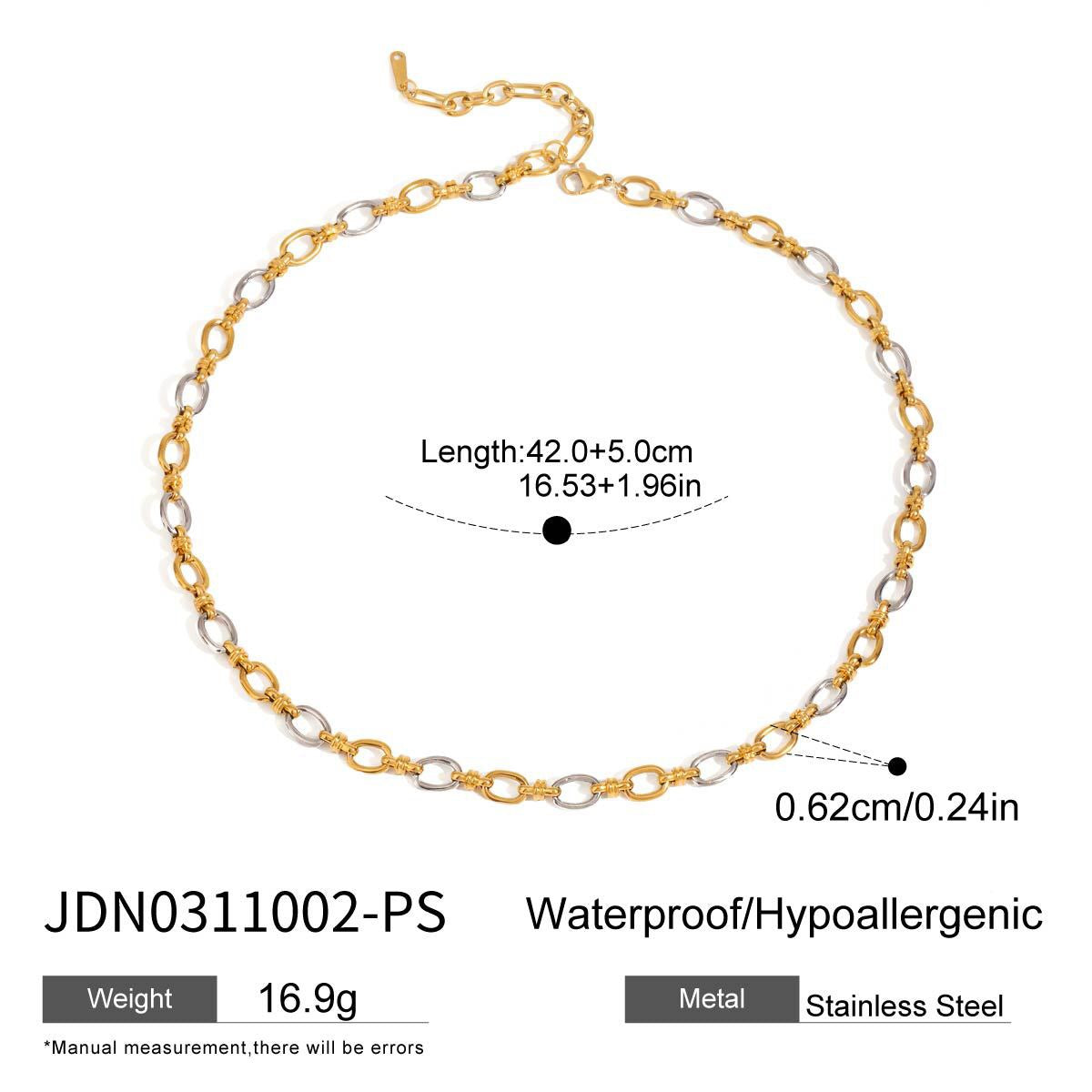 18K Gold and Silver Two Tone Tangled Up Circle Chain Necklace