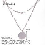 18K Gold Quiet Desire Disc Pendant Dainty Double Chain Layered Necklace