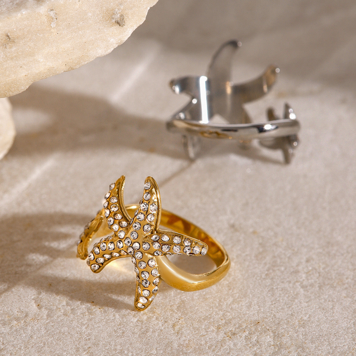 18K Gold Bling Starfish Statement Ring