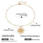 18K Gold Solar Flame Sun Pendant Statement Necklace