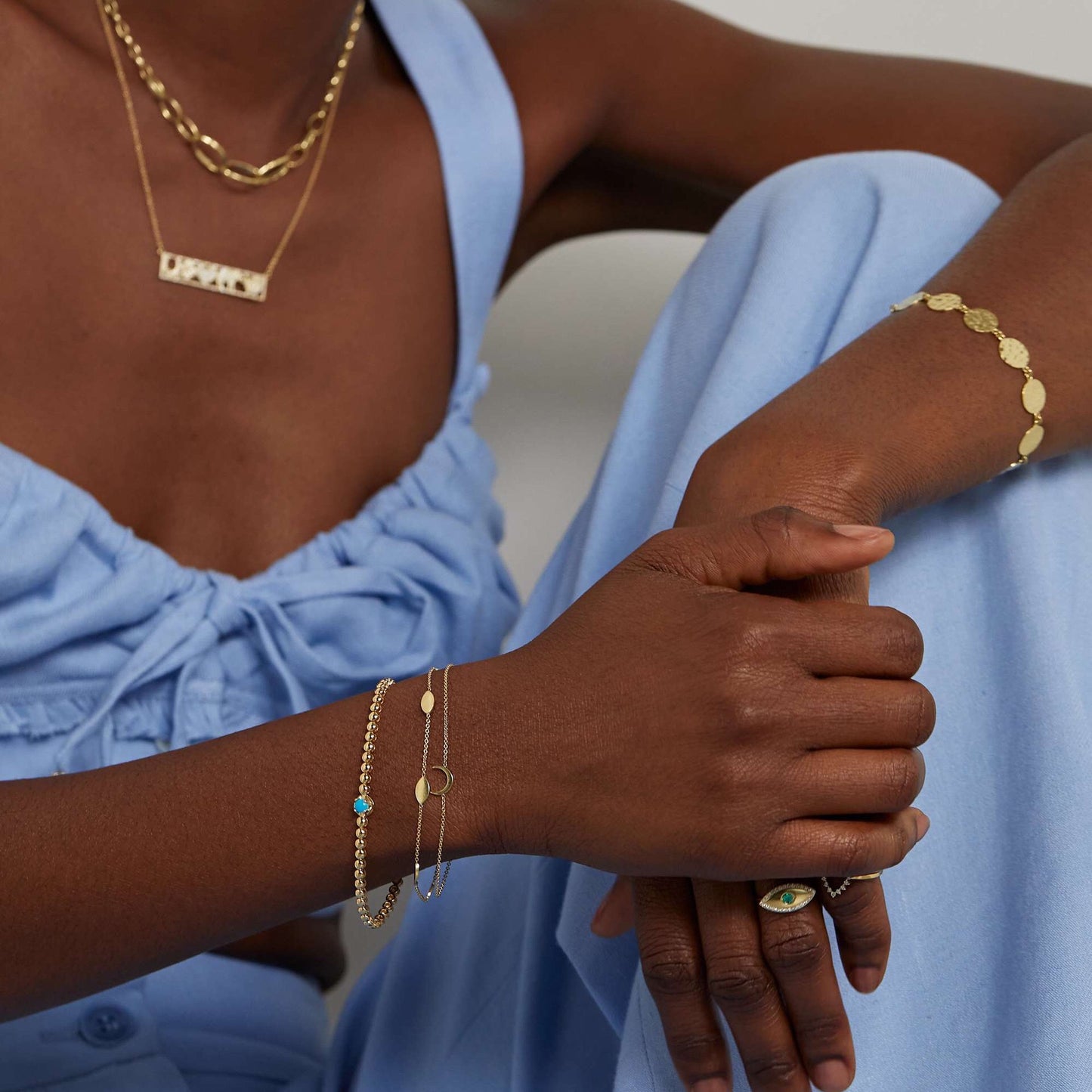 18K Gold Orbit Dainty Chain Bracelet