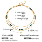18K Gold Dainty Star Pendant Ocean Blue Beaded Layered Necklace Set