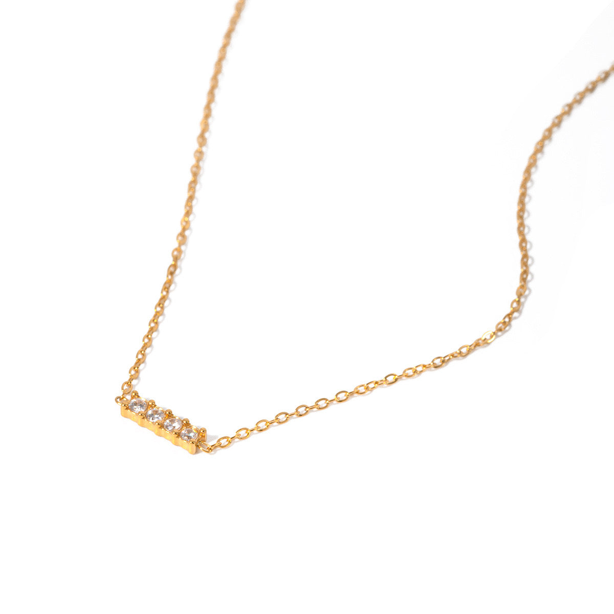 18K Gold Minimalist Bling Bar Pendnat Choker Necklace