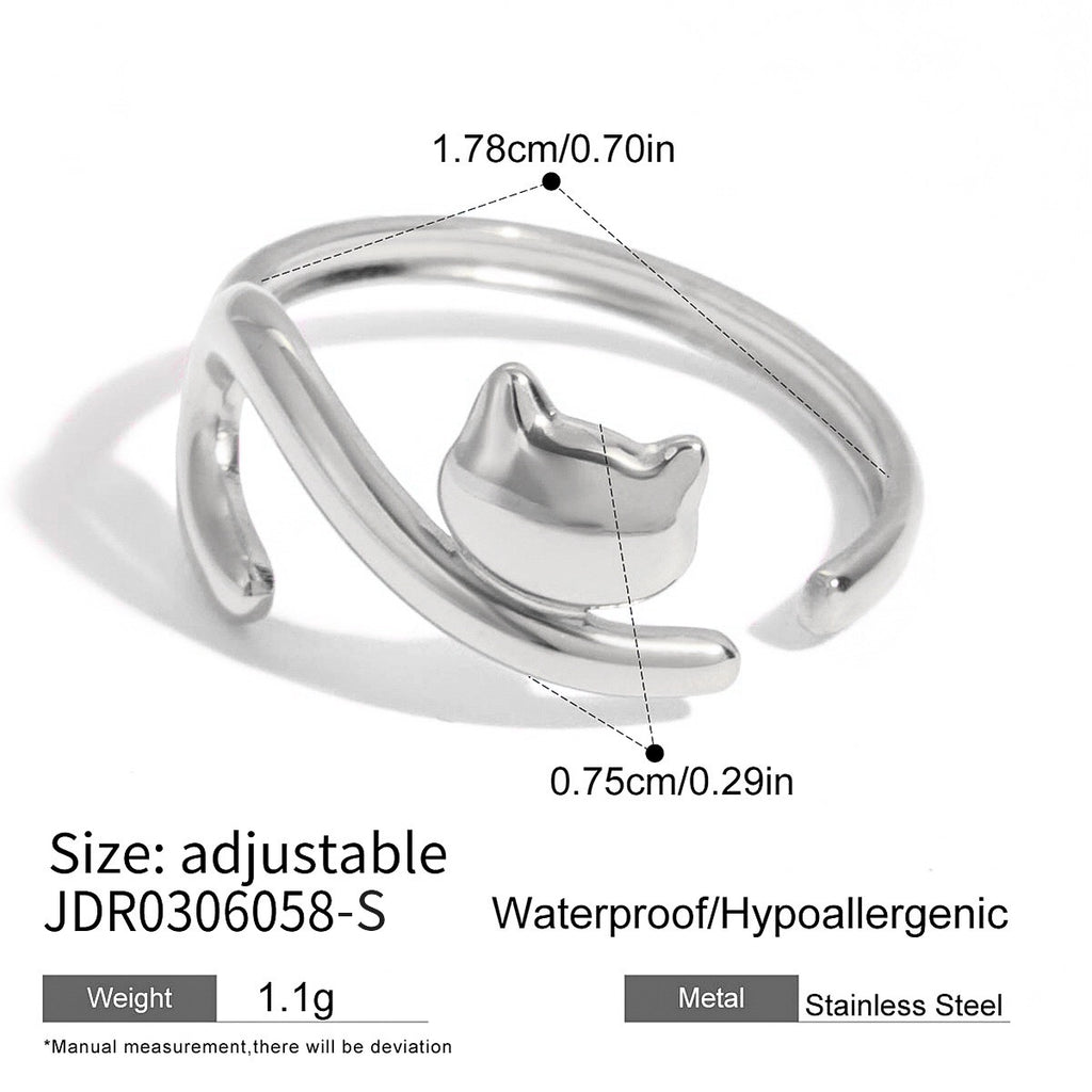 18K Gold Pet Lovers Cat and Dog Stacking Ring