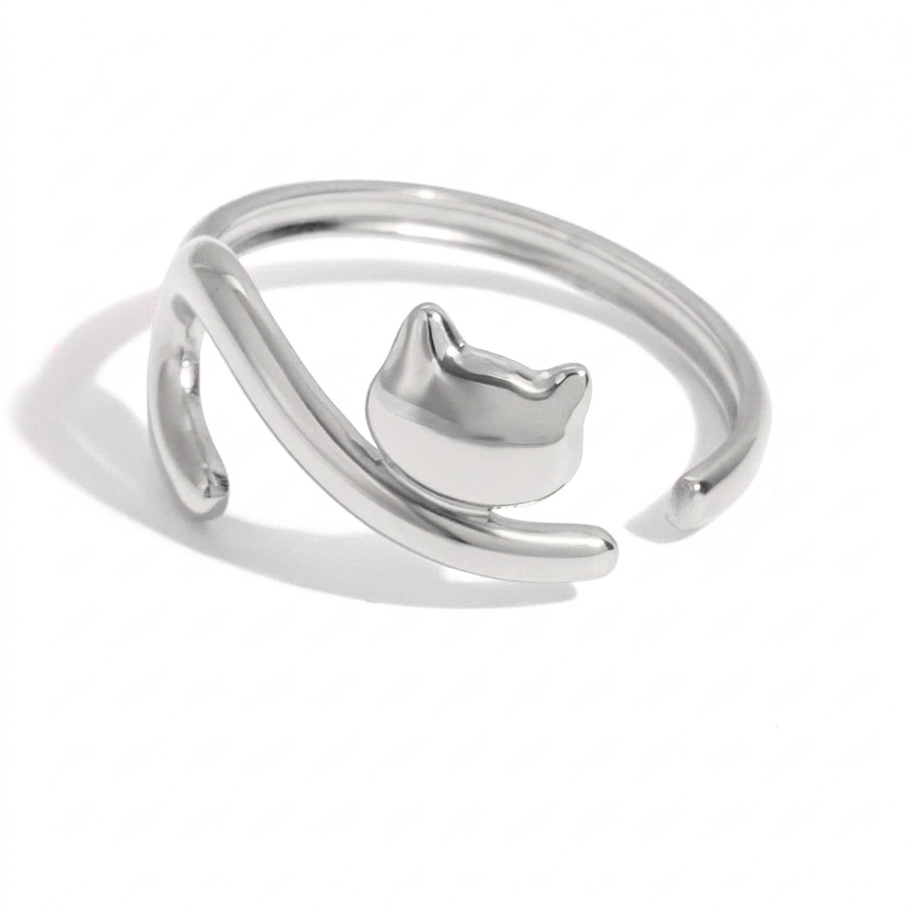 18K Gold Pet Lovers Cat and Dog Stacking Ring