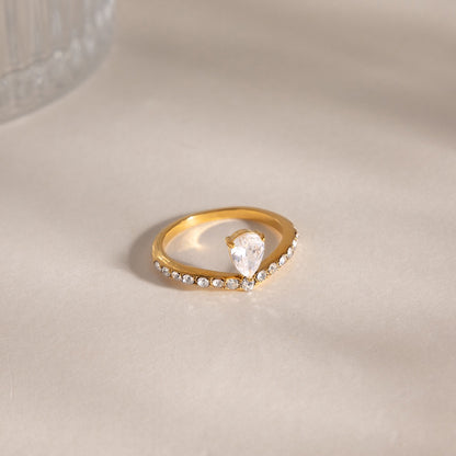 18K Gold Raindrop Elegant Statement Cocktail Ring