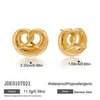 18K Gold Pretzel Cute Stud Earrings