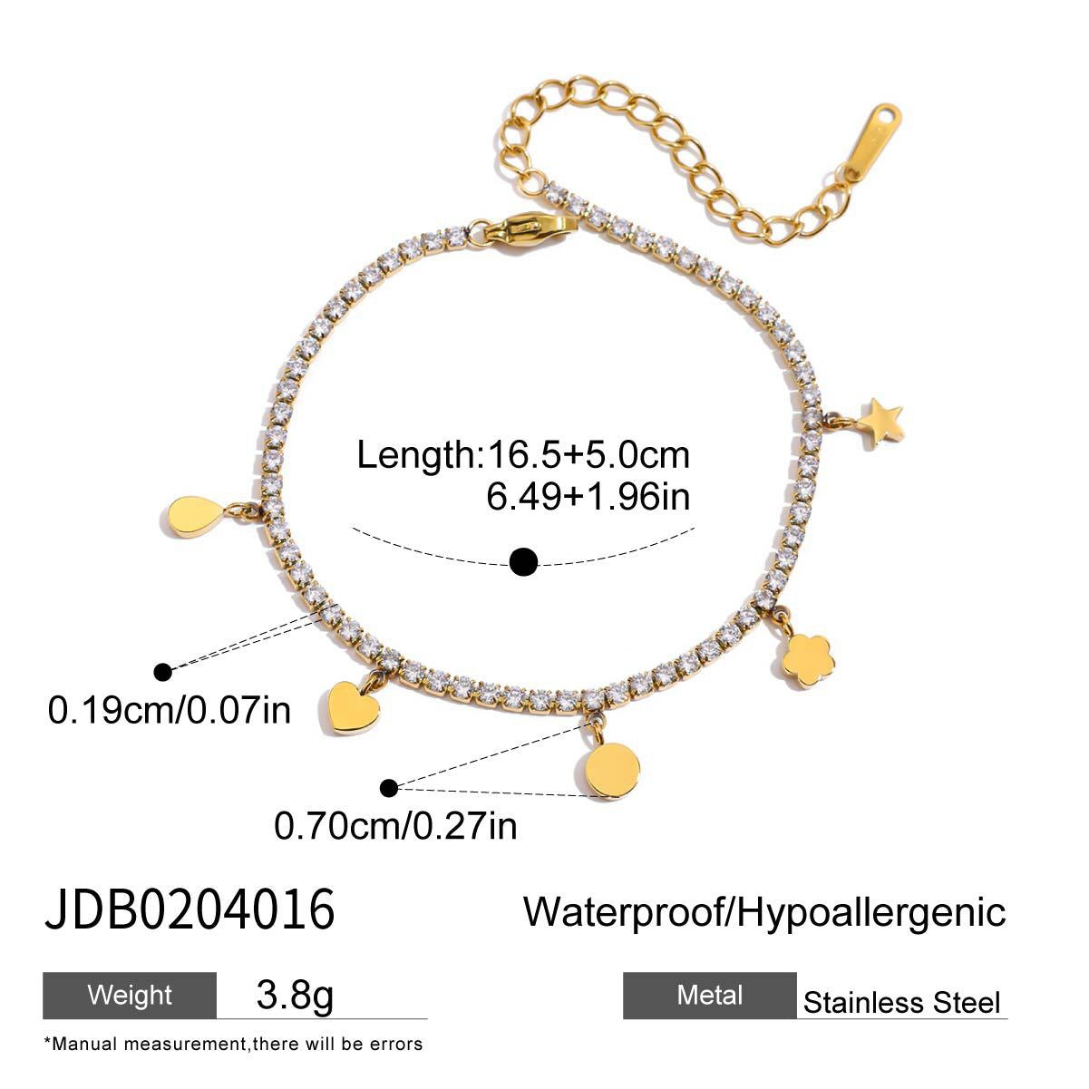 18K Gold Dream Girl Star Heart Tennis Chain Necklace