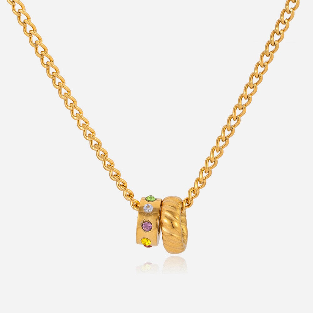 18K Gold Quiet Joy Dainty Ring Pendant Necklace