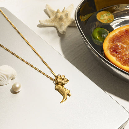 18K Gold Star Cowboy Boots Charm Pendant Necklace