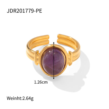 18K Gold Color Gemstone Statement Ring