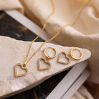 18K Gold Heartstrings Dainty Bling Heart Pendant Necklace