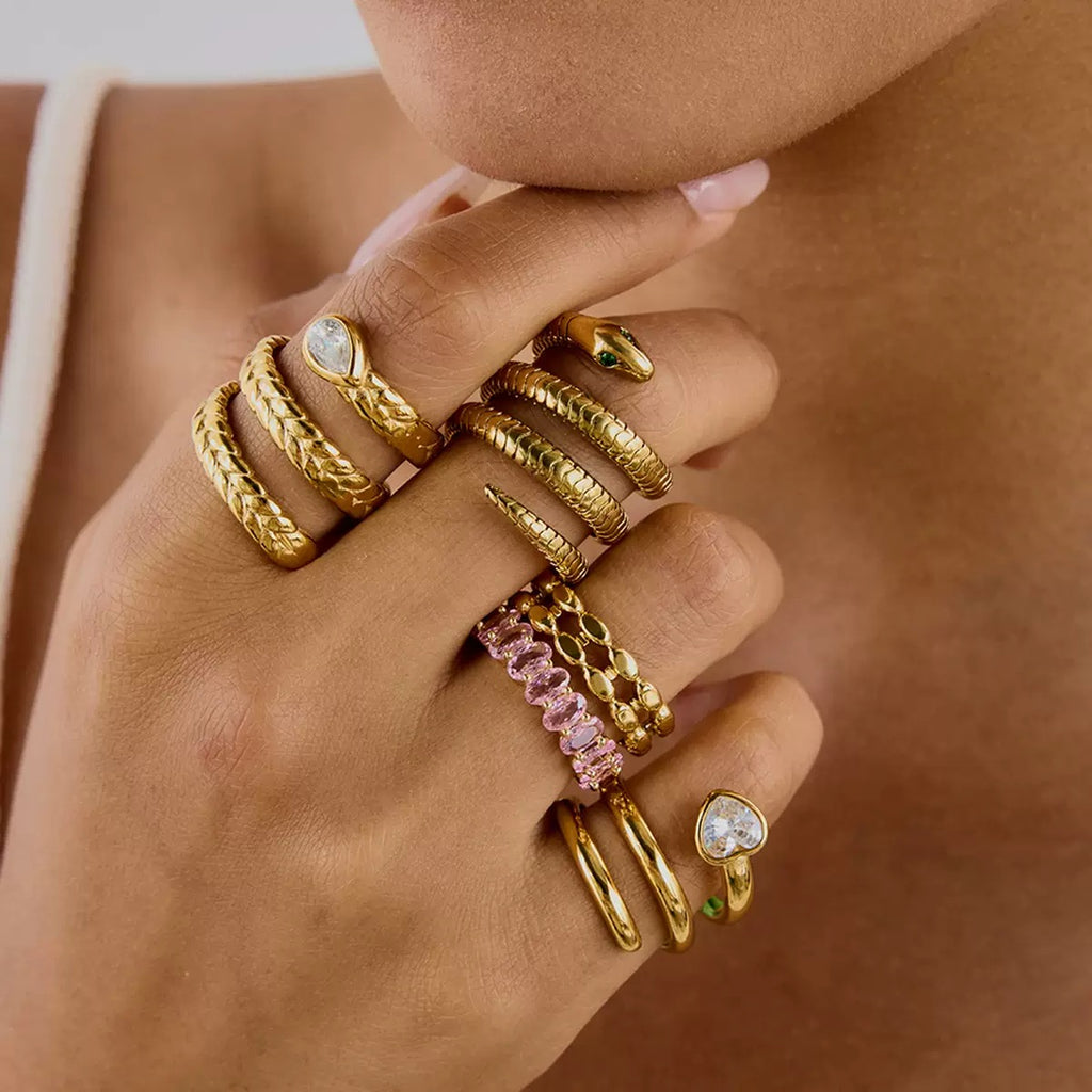 18K Gold Olive Branch Statement Ring