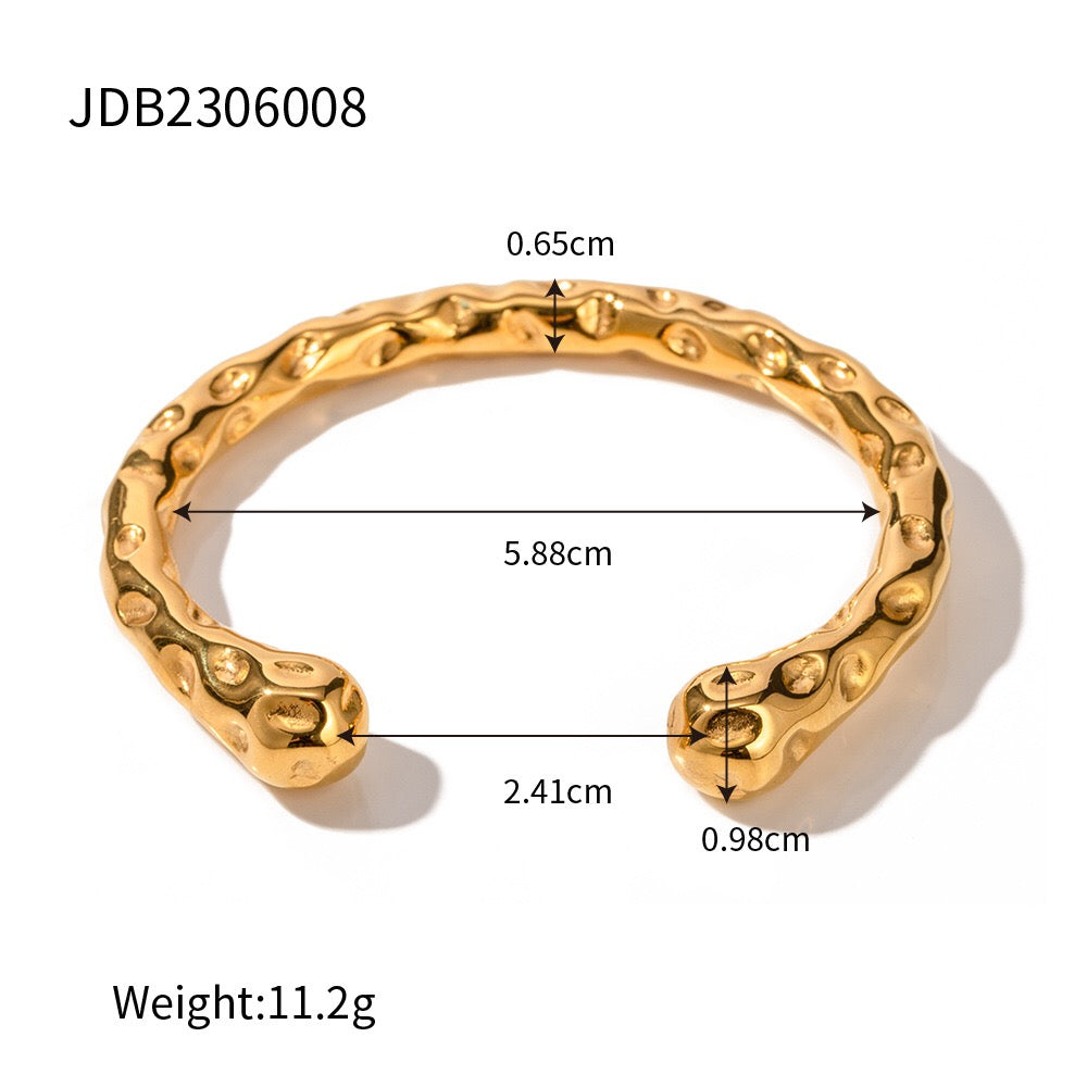 18K Gold Raw Luxe Statement Stacking Cuff Bangle Bracelet