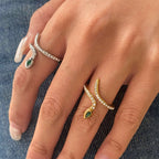 18K Gold Femme Fatale Emerald Pave Snake Ring