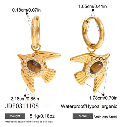 18K Gold Free Spirit Tiger Eye Bird Ring