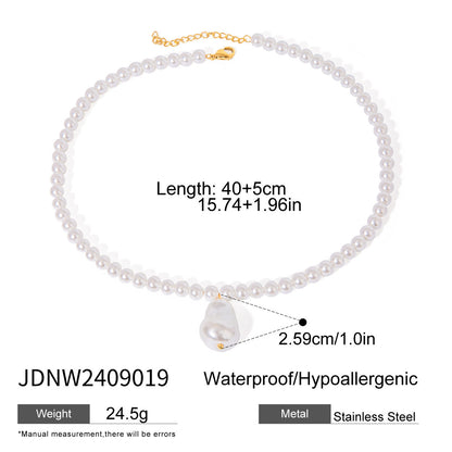 18K Gold Baroque Pearl Chain Statement Pendant Necklace