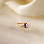 18K Gold Lavender Glow Februray Birthstone Dainty Stacking Ring