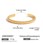 18K Gold Power Play Ribbed Cuff Bangle Paperclip Chain Bracelets Stack