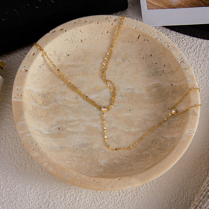 18K Gold Waterproof Glimmer Dainty Hand Chain Bracelet Stack