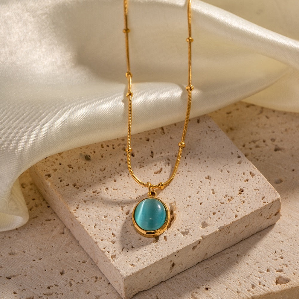 18K Gold Ocean Eye Pendant Necklace