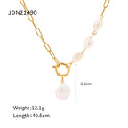 18K Gold Baroque Pearl Pendant Chunky Statement Necklace