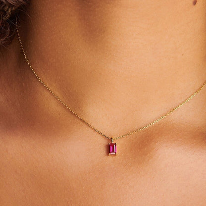 18K Gold Minimalist Birthstone Necklace