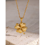 18K Gold Four Leaf Clover Necklace