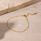 18K Gold Second Glance Dainty Beaded Chain Anklet
