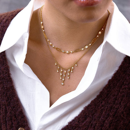 18K Gold Sparkle Season Dainty Chain Choker Necklace