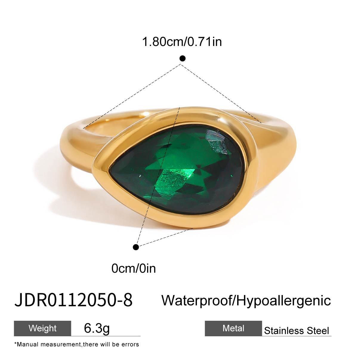 18K Gold Emerald Heiress Cross Snake Statement CZ Cocktail Ring