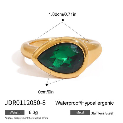 18K Gold Emerald Heiress Cross Snake Statement CZ Cocktail Ring