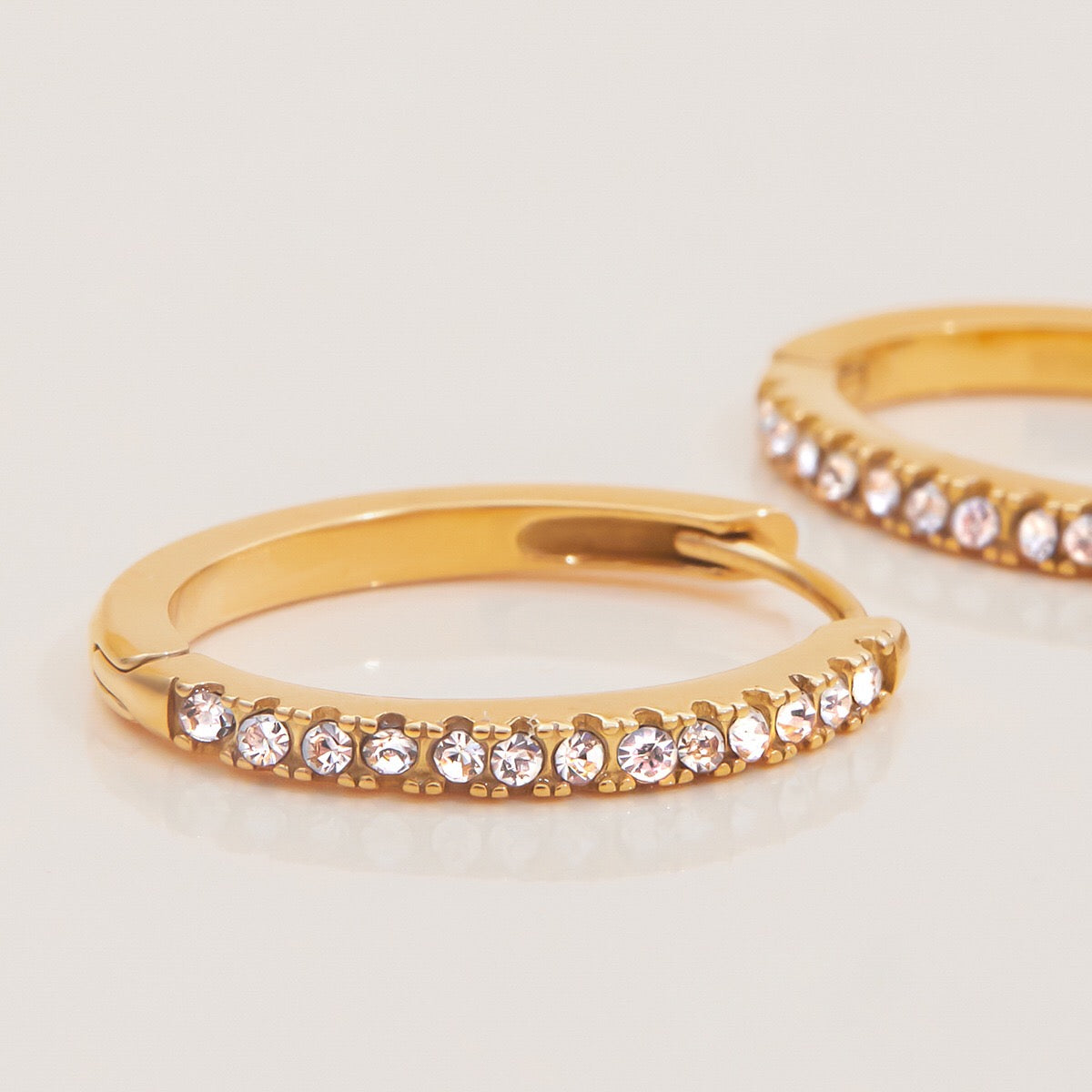 18K Gold Minimalist Bling Huggie Earrings Ear Cuffs Set