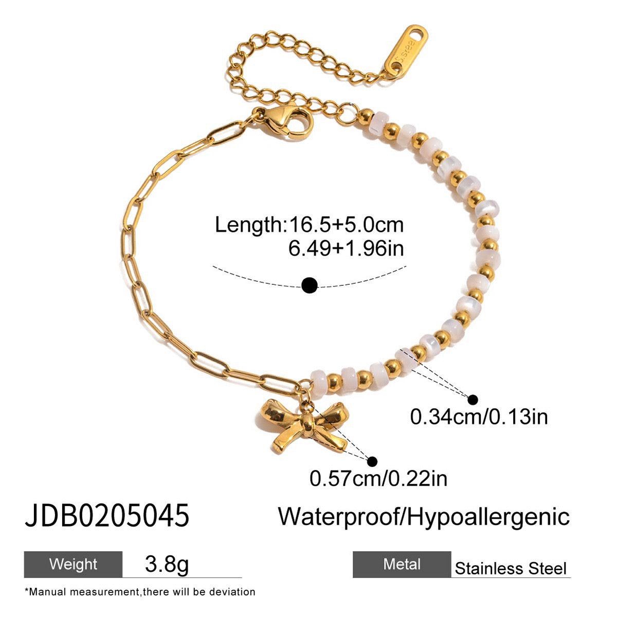 18K Gold Waterproof Pink Butterfly Trendy Hand Jewelry Chain Bracelet