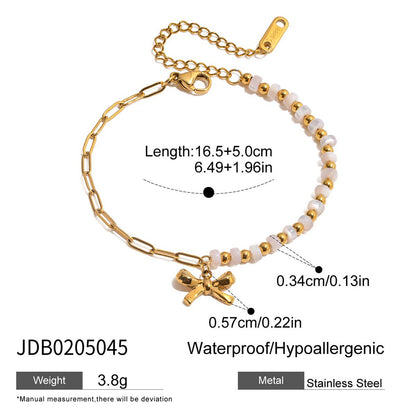 18K Gold Waterproof Pink Butterfly Trendy Hand Jewelry Chain Bracelet