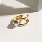 18K Gold Silver Two Tone Ball Statement Ring