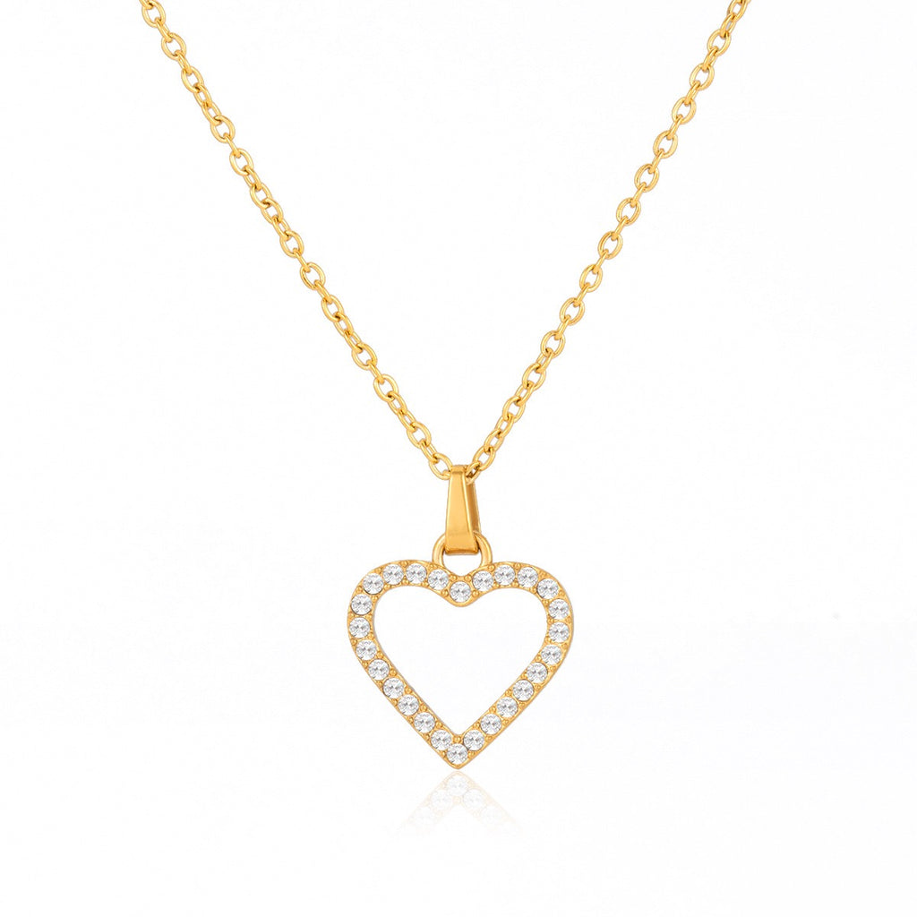 18K Gold Heartstrings Dainty Bling Heart Pendant Necklace