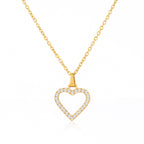 18K Gold Heartstrings Dainty Bling Heart Pendant Necklace