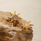 18K Gold Opal Forever Sun Pendant Statement Charm Necklace