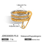18K Gold and Silver Two Tone Safety Pin Spinelli Connected Multi Layers Stacking Ring