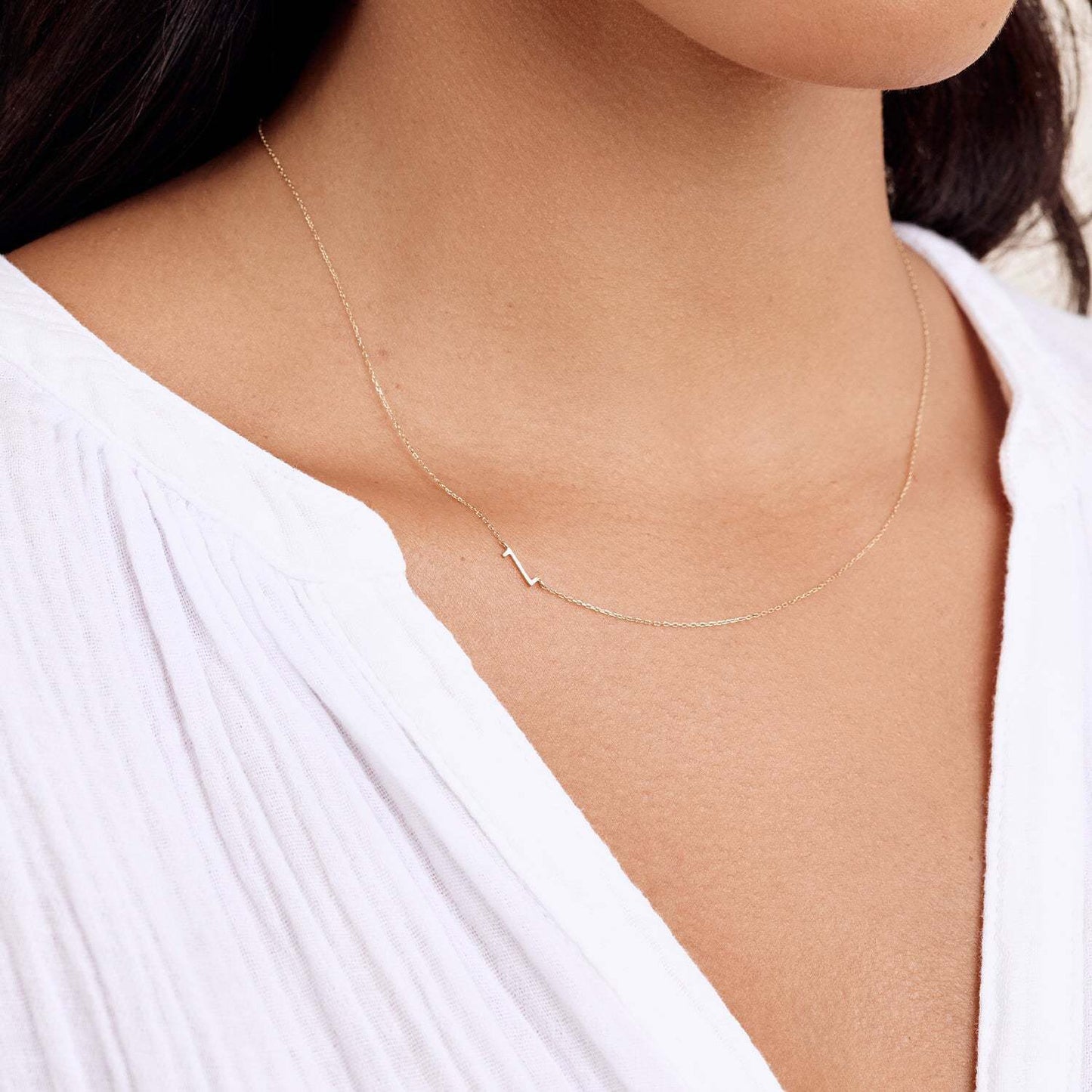 18K Gold Minimalist Initial Choker Necklace