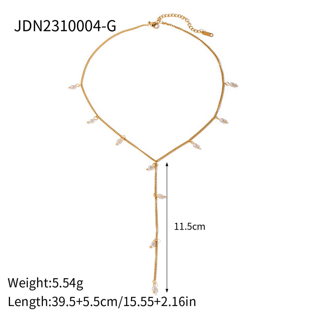 18K Gold Forbidden Cross Pearl Pendant Statement Layered Necklace Set