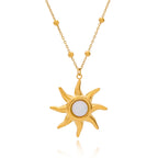 18K Gold Opal Forever Sun Pendant Statement Charm Necklace
