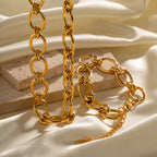 18K Gold Chunky Circle Chain Bracelet