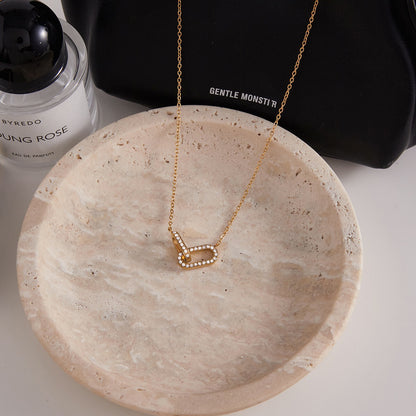 18K Gold Linked Desire Dainty Pendant CZ Necklace