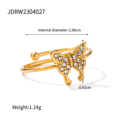 18K Gold Bejeweled Butterfly Ring